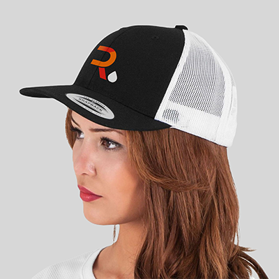 Impression casquette flexfit 6606T noir blanc personnalisée