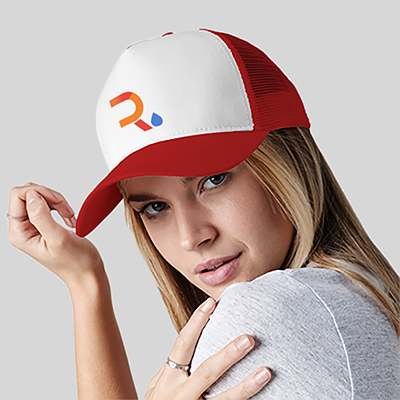 Impression casquette beechfield CB640 rouge blanc personnalisée